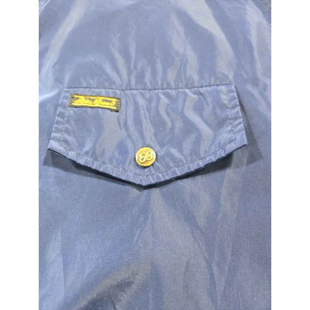 Vintage Eddie Bauer Black Label w Gold Script Nylon Windbreaker Jacket  XXL Blue